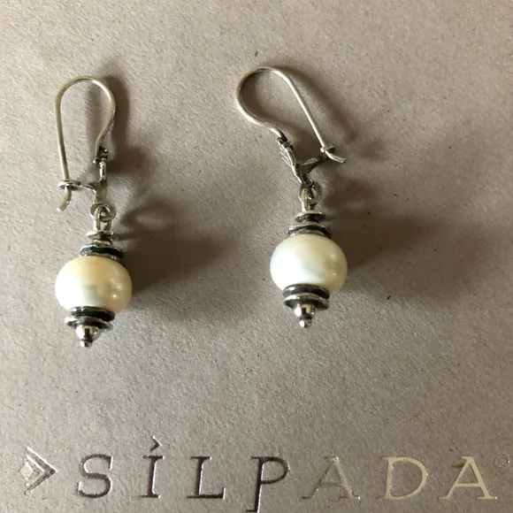 Silpada .925 Sterling Silver and Pearl Earrings - Picture 3 of 3